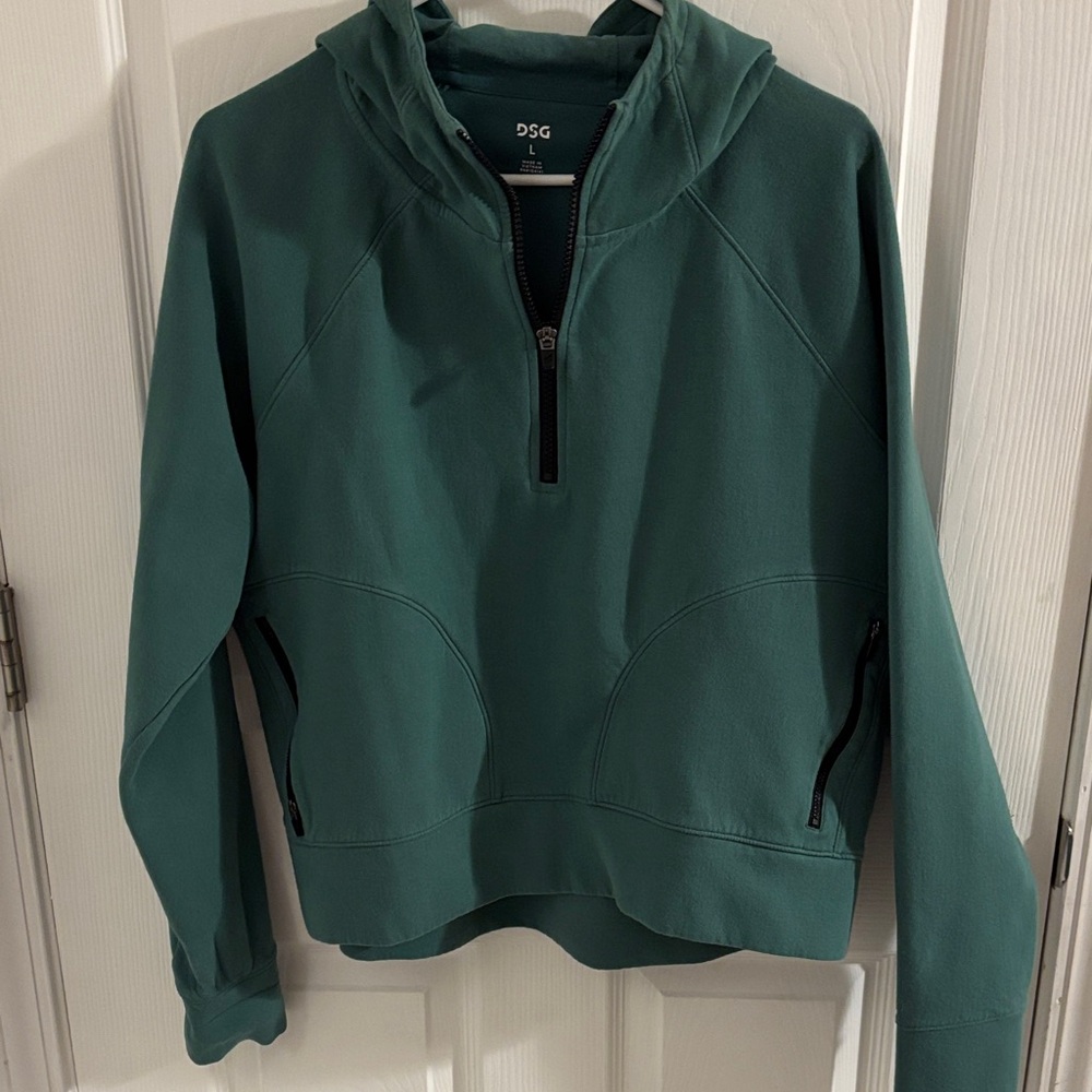 DSG Teal Green Half-Zip Hoodie with Zipper Pockets